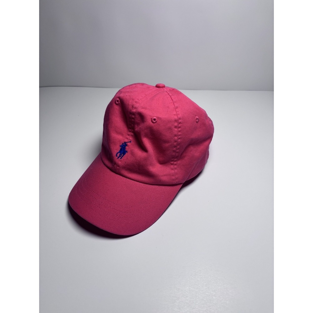 Polo Ralph Lauren Embroidered Blue Pony Strapback Hat Cotton Dad Cap Salmon